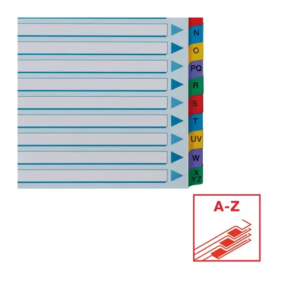 Separatoare carton A4, litere A-Z taste laminate, ESSELTE Mylar - 2Papet