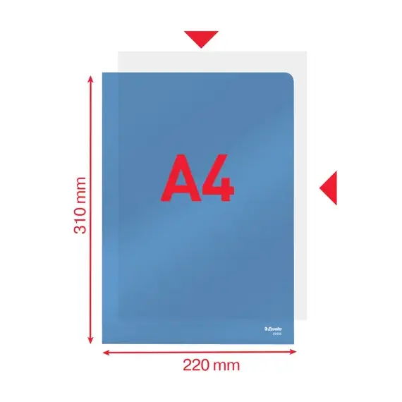 Mapa plastic cristal A4, deschidere in L, 150 microni, 25 buc/set, ESSELTE, ALEGE CULOAREA: Albastru - 5Papet