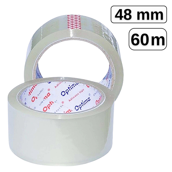 Banda adeziva 48mm x 60m transparenta, 38 microni, OPTIMA - Papet
