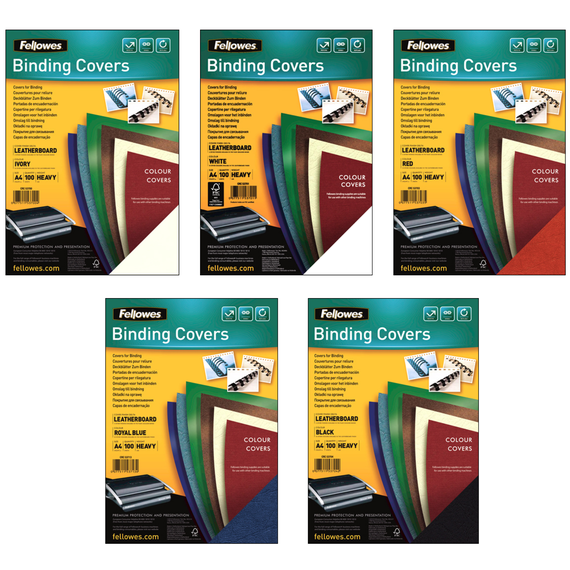 Coperti carton imitatie piele, A4, 250g/mp, FELLOWES, 100 coli/top, ALEGE CULOAREA: Crem - Papet