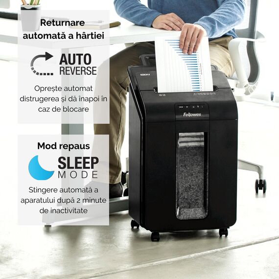 Distrugator documente 100 coli, Micro-Cut, FELLOWES Automax - 2Papet