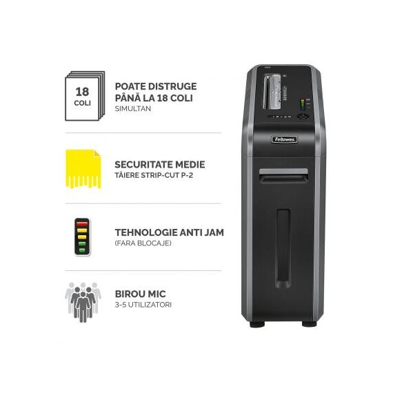 Distrugator documente 20 coli, Strip-Cut, FELLOWES 125i - 2Papet