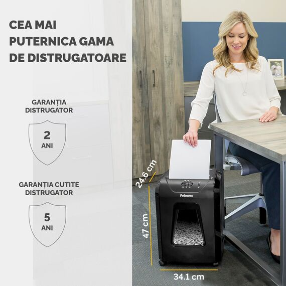 Distrugator documente 12 coli, Cross-Cut, FELLOWES 12C - 5Papet