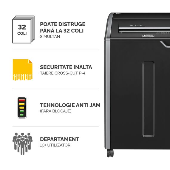 Distrugator documente 32 coli, Cross-Cut, FELLOWES 485Ci - 2Papet