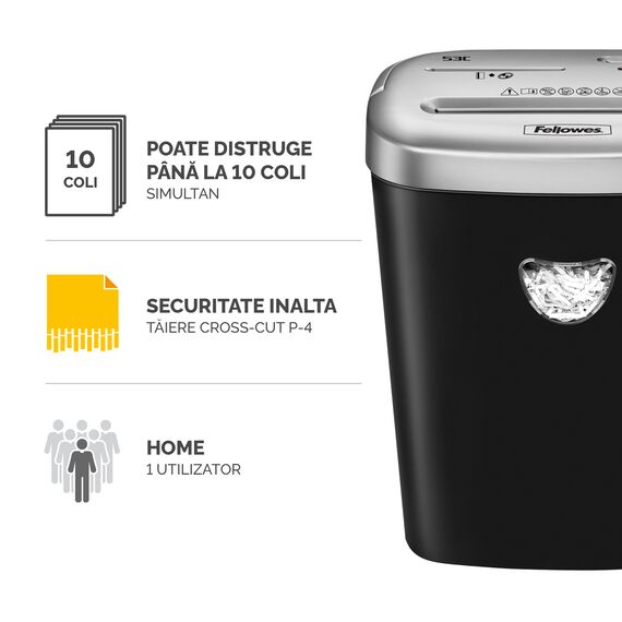 Distrugator documente 10 coli, Cross-Cut, FELLOWES 53C - 3Papet