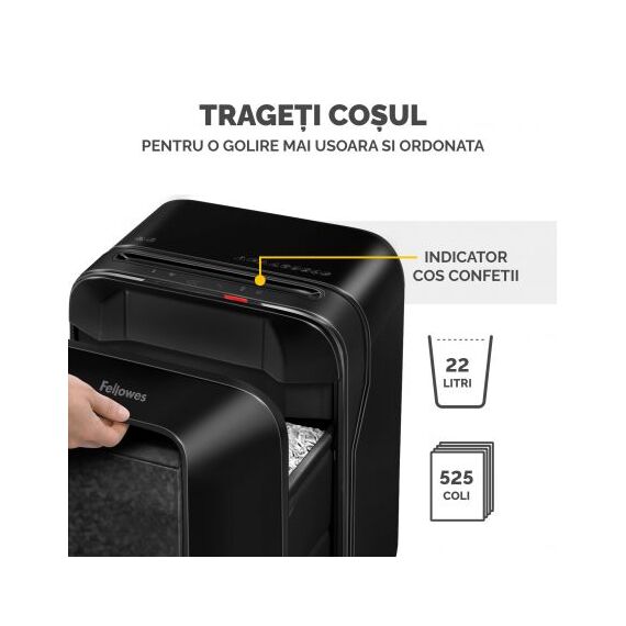 Distrugator documente 12 coli, Micro-Cut, FELLOWES LX201, negru - 5Papet