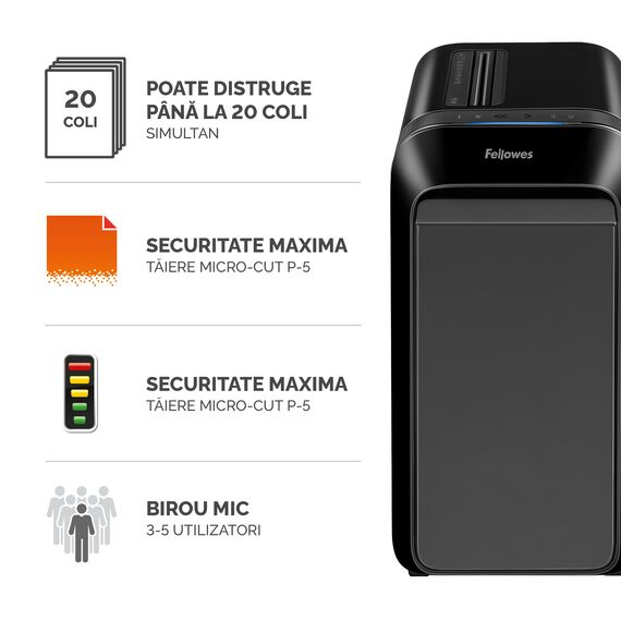 Distrugator documente 20 coli, Micro-Cut, FELLOWES LX221 - 2Papet