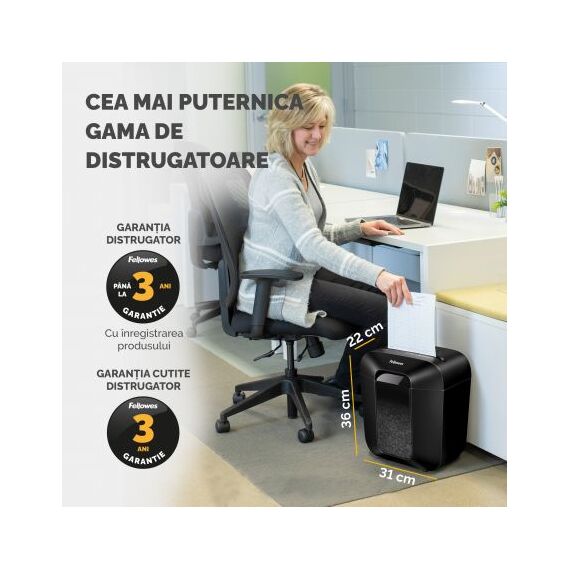 Distrugator documente 6 coli, Micro-Cut, FELLOWES LX25M - 6Papet