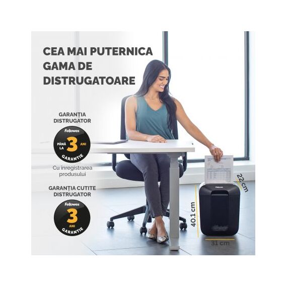 Distrugator documente 8 coli, Cross-Cut, FELLOWES LX45 - 7Papet