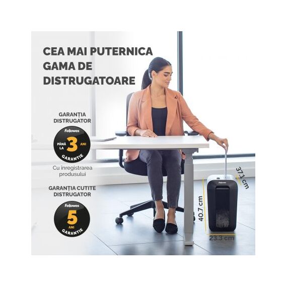 Distrugator documente 10 coli, Cross-Cut, FELLOWES LX65 - 7Papet