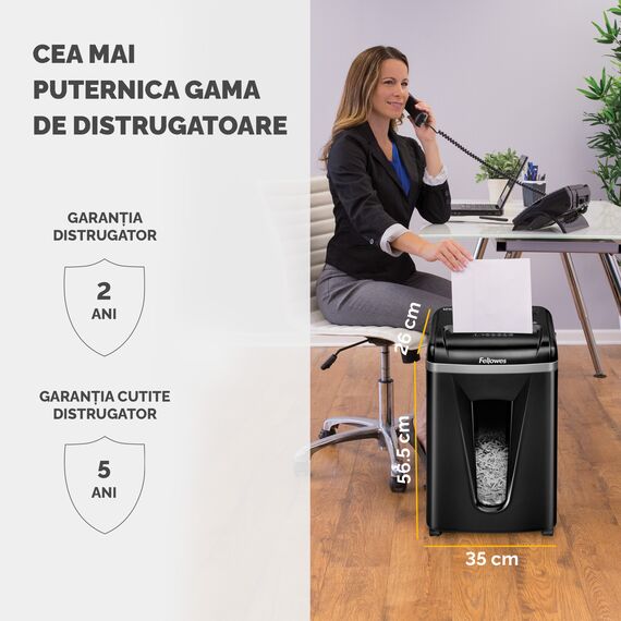 Distrugator documente 9 coli, Micro-Cut, FELLOWES MS-450 - 3Papet