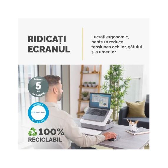 Geanta laptop cu suport ergonomic, FELLOWES Breyta, alba - 8Papet