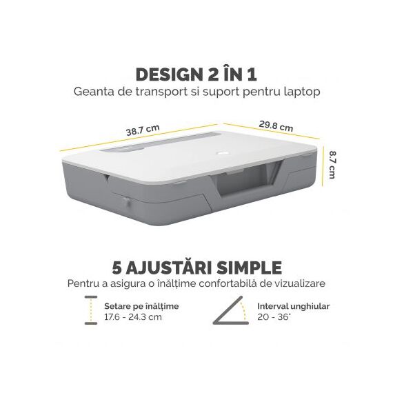 Geanta laptop cu suport ergonomic, FELLOWES Breyta, alba - 4Papet