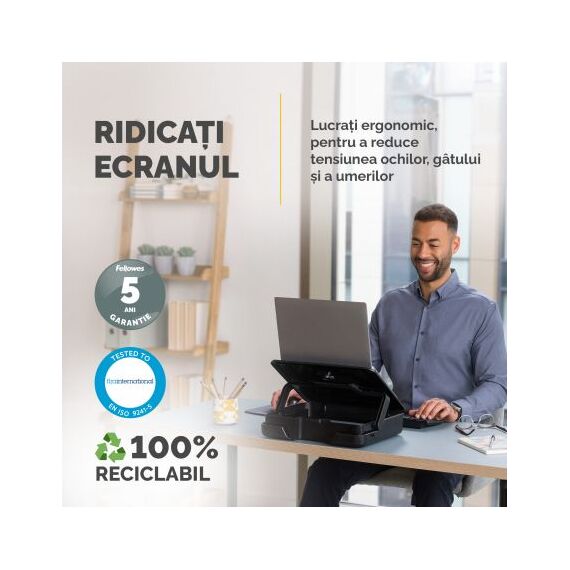 Geanta laptop cu suport ergonomic, FELLOWES Breyta, negru - 8Papet