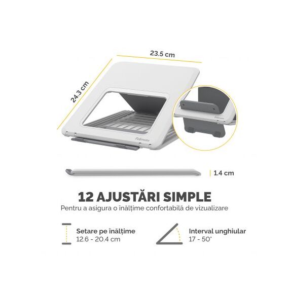 Suport ergonomic pentru laptop, FELLOWES Breyta, alb - 3Papet