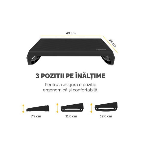 Suport ergonomic ajustabil pentru picioare, FELLOWES Breyta, ALEGE CULOAREA: Negru - 7Papet