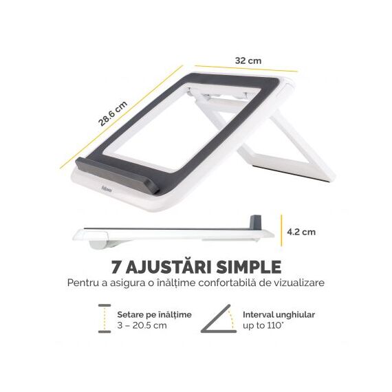Suport ergonomic pentru laptop, FELLOWES I-Spire Quicklift, alb - 5Papet