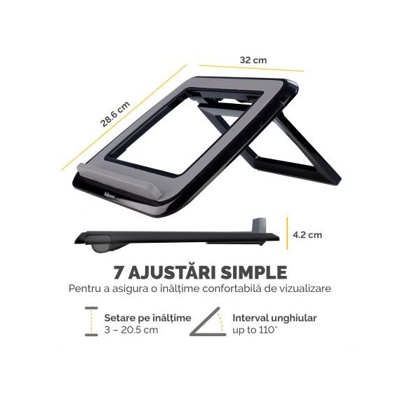 Suport ergonomic pentru laptop, FELLOWES I-Spire Quicklift, negru - 6Papet