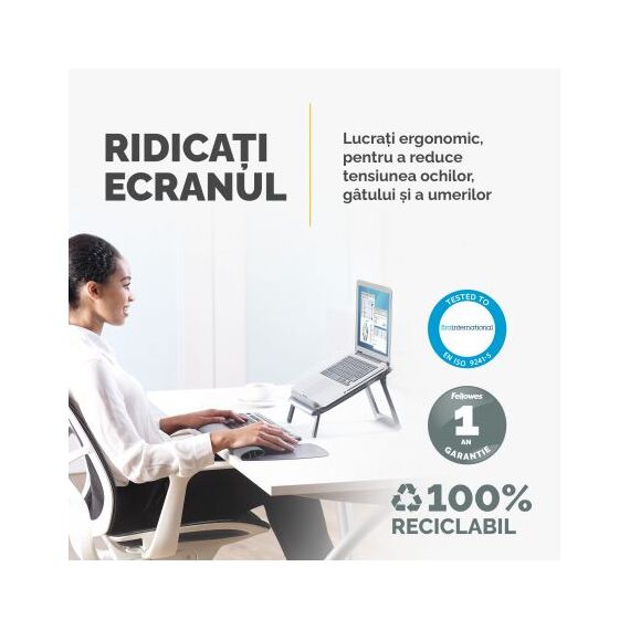 Suport ergonomic pentru laptop, FELLOWES I-Spire Quicklift, negru - 7Papet