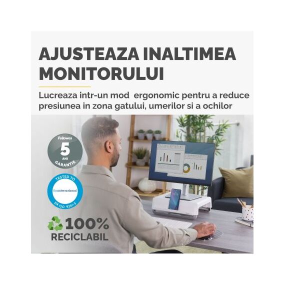 Suport monitor, FELLOWES Breyta, ALEGE CULOAREA: Alb - 5Papet