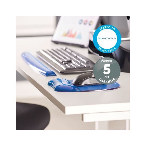 Suport incheietura pentru tastatura gel, FELLOWES Crystal, ALEGE CULOAREA: Albastru - 3Papet