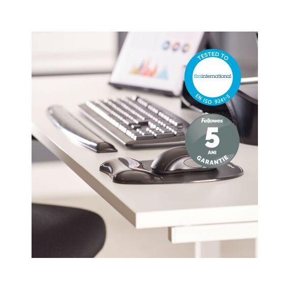 Suport incheietura pentru tastatura gel, FELLOWES Crystal, ALEGE CULOAREA: Negru - 3Papet