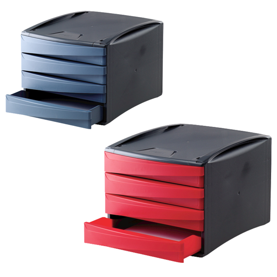 Suport documente birou 4 sertare, FELLOWES G2DESK, ALEGE CULOAREA: Rosu - Papet
