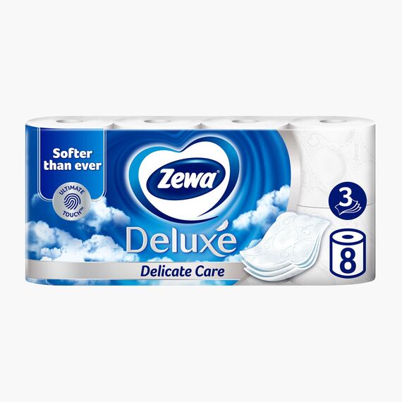Hartie igienica, 3 straturi, 8 role/set ZEWA Deluxe Delicate Care, Aqua Tube - Papet