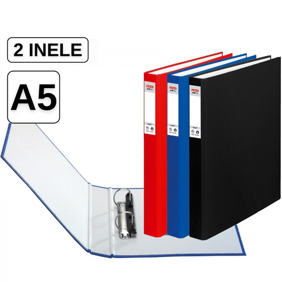 Caiet mecanic A5 cu 2 inele, HERLITZ, ALEGE CULOAREA: Albastru - Papet