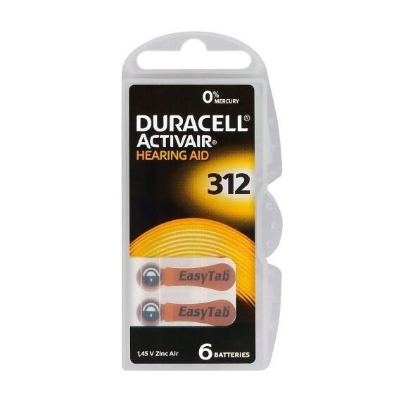 Baterii aparat auditiv 312A 160mAh 1.4V, DURACELL, 6 buc/set - Papet