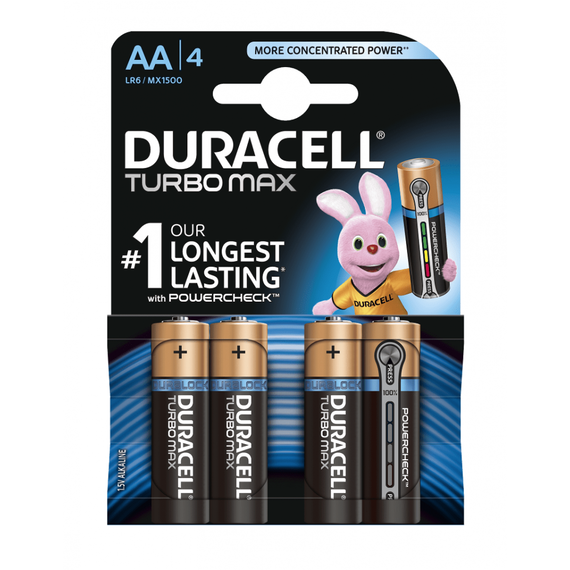 Baterie alcalina DURACELL Turbo Max AA LR6, 1.5V, 4 buc/set - Papet