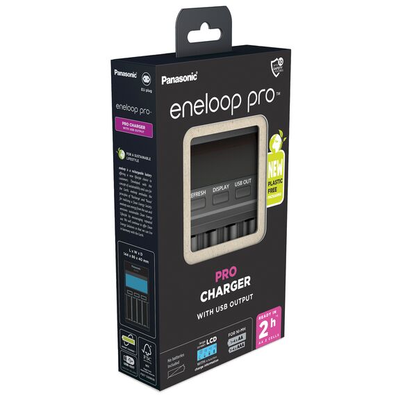Incarcator baterii cu USB si LCD, AA (R6) AAA (R03) Ni-Mh, PANASONIC ENELOOP Pro BQ-CC65E - Papet