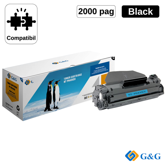 Toner compatibil CE285A CE278A CB435A CB436A, Negru 2K, G&G - Papet