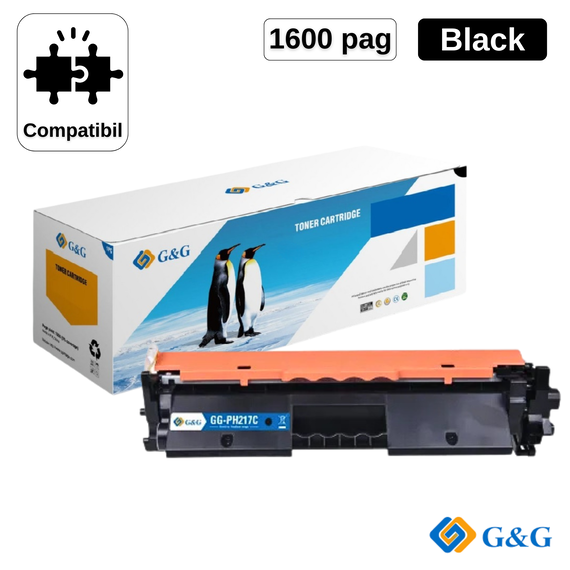 Toner compatibil CF217A CRG-047, Negru 1.6K, G&G - Papet