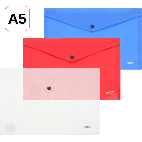 Mapa plastic A5, cu capsa si clapeta in V, DACO, ALEGE CULOAREA: Albastru - Papet