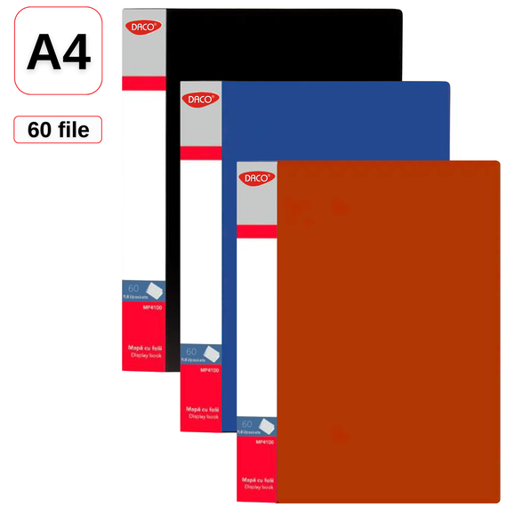 Mapa de prezentare A4 cu 60 folii, DACO, ALEGE CULOAREA: Albastru - Papet