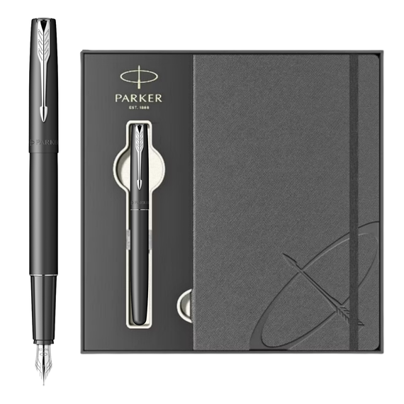 Set cadou stilou si notebook, PARKER Frontier Black CT - Papet