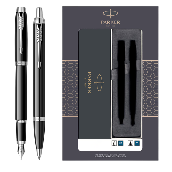 Set cadou stilou si pix PARKER IM Royal, Black Lacquer CT - Papet