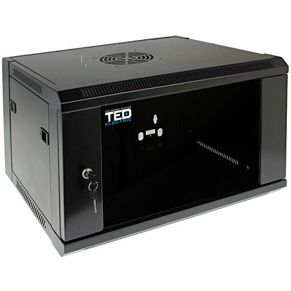 Rack 9U cu geam, 600 x 600 mm, montaj pe perete, Ted Electric - Papet