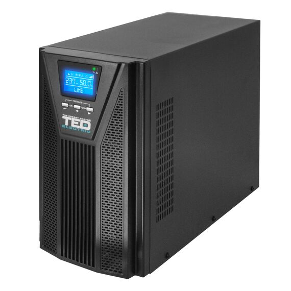 UPS online 3kVA/2700W, monofazat cu dubla conversie, ecran LCD si unda sinusoidala pura, TED Electric - Papet