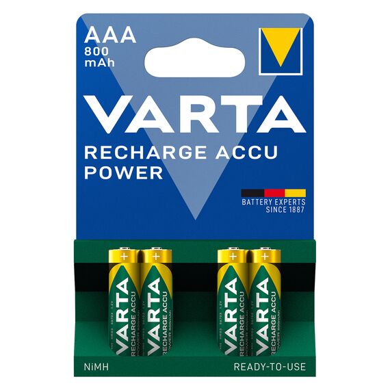 Acumulatori VARTA 1.2V AAA LR3 Ni-MH, 4 buc/blister, 800mAh, preincarcati - Papet