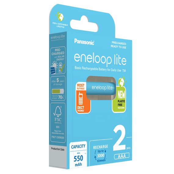 Acumulatori ENELOOP Lite 1.2V AAA R3 Ni-Mh, 2 buc/blister, 550 mAh, preincarcati - Papet