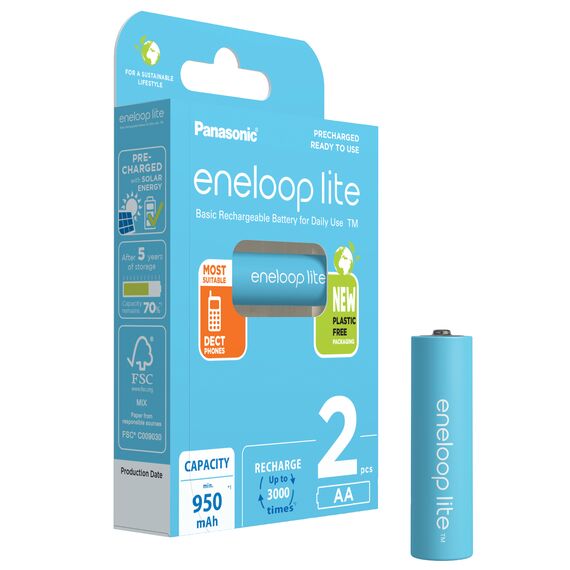 Acumulatori ENELOOP Lite 1.2V AA R6 Ni-Mh, 2 buc/blister, 950 mAh, preincarcati - Papet