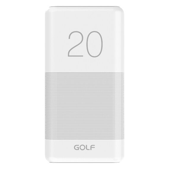 Baterie externa cu 2 USB, 2.1A si 1A, 20000mA, port micro USB, GOLF PowerBank G81, alba - Papet