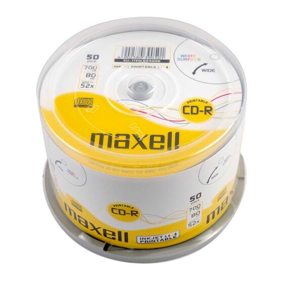CD‑R printabil inkjet, 52X, 700MB, MAXELL, 50 buc/set - Papet