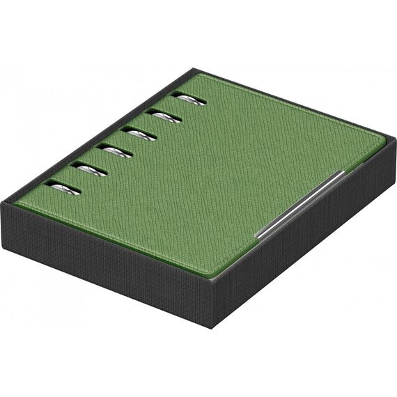 Agenda nedatata, cu 6 inele, 11x14 cm, PRECISION Alicante, Verde inchis - 3Papet