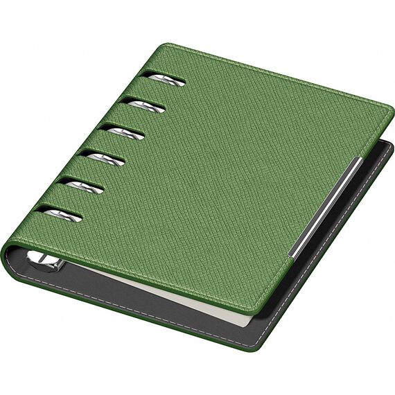Agenda nedatata, cu 6 inele, 11x14 cm, PRECISION Alicante, Verde inchis - 4Papet
