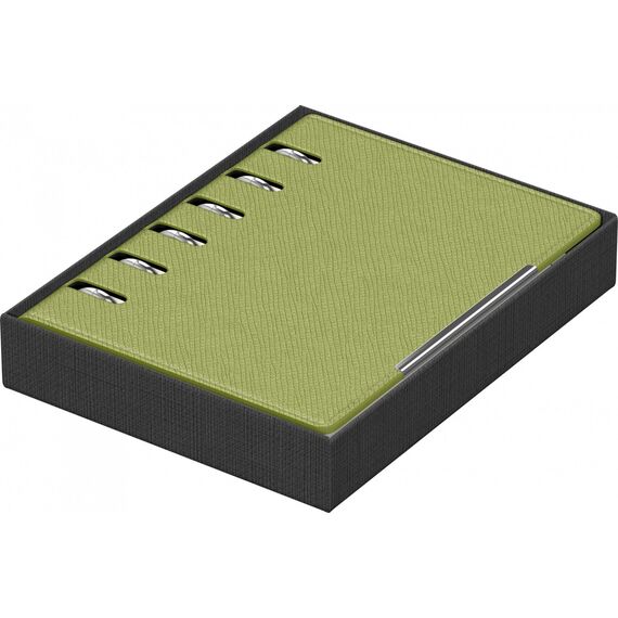 Agenda nedatata, cu 6 inele, 11x14 cm, PRECISION Alicante, Verde deschis - 4Papet