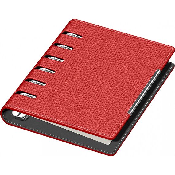 Agenda nedatata, cu 6 inele, 11x14 cm, PRECISION Alicante, Rosu - 3Papet