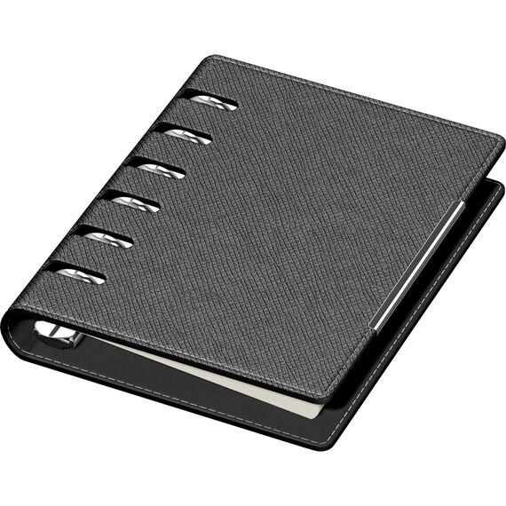Agenda nedatata, cu 6 inele, 11x14 cm, PRECISION Alicante, Negru - 3Papet